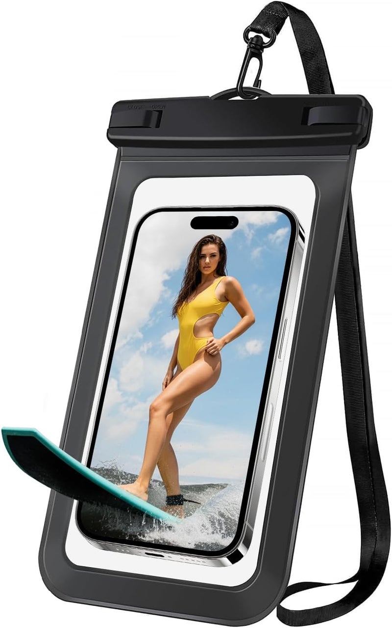 Woyinger [1 Pack Waterproof Phone Case, 8" Universal Dry Bag for iPhone 15/14/13/12 Pro Max, IPX8 Waterproof Pouch, Cruise Ship & Beach Essentials, Black - Image 1